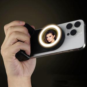 Magnetic Phone Camera Grip with Selfie Fill Light, Smartphone Shooting Holder Selfie Handle Snap with Shutter Button Remote for iPhone 16 15 14 13 12 Pro Max Android Cellphone Vlog Video Photography