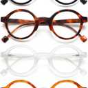 Round Reading Glasses for Women Men, Blue Light Blocking Readers, Lightweight Computer Eyeglasses for Books, Screens (Black/Tortoise/Clear/Amber)