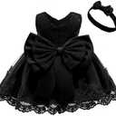 0-6T Toddler Baby Girl Embroidered Tutu Ball Gown Lace Dresses with Headwear, 18 Months