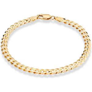 Miabella 18K Gold Plated 925 Sterling Silver Italian 5mm Solid Diamond-Cut Cuban Link Curb Chain Bracelet for Men Women, Made in Italy