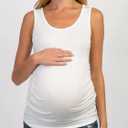 Ecavus 3PCS Womens Layering Maternity Tank Top Pregnancy Shirt Scoop Neck Sleeveless Ruched Vest (XL)