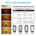AIELIT Dimmable E26 LED Bulb 25W Equivalent, Candelabra Light Bulbs, Energy Efficient 2W, Warm White 2700K, 200lm Flame Tip CA10 LED Light Bulb for Pendant Chandeliers Wall sconces, 4 Pack
