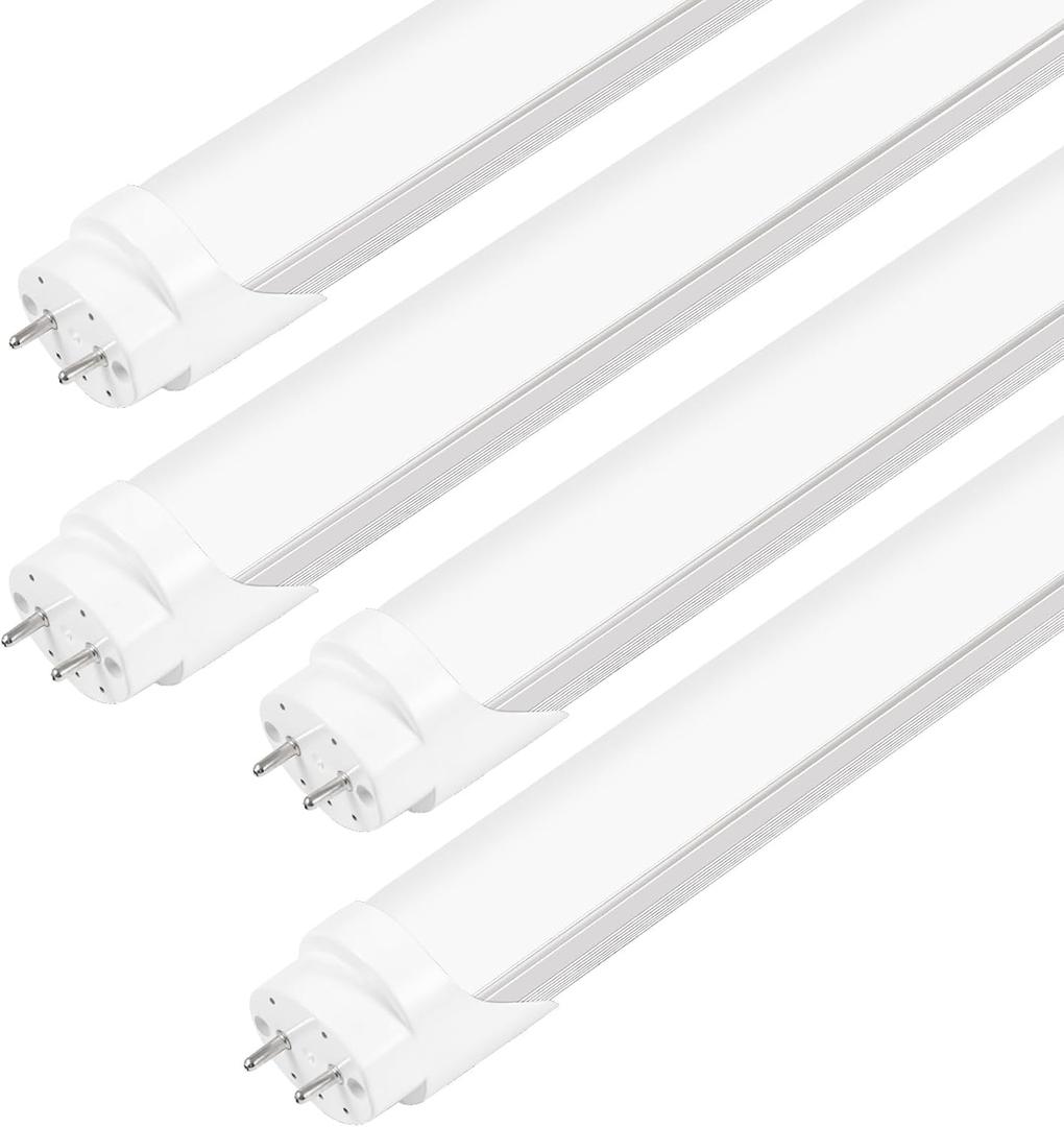 Fluorescent Light Bulbs 48 inch F32T8 Replacemen,T8 LED Bulbs 4 Foot Plug and Play No Need Ballast Bypass,Type A+B,24W 6500K 3200LM Frosted Cover Super Bright(4 Pack)