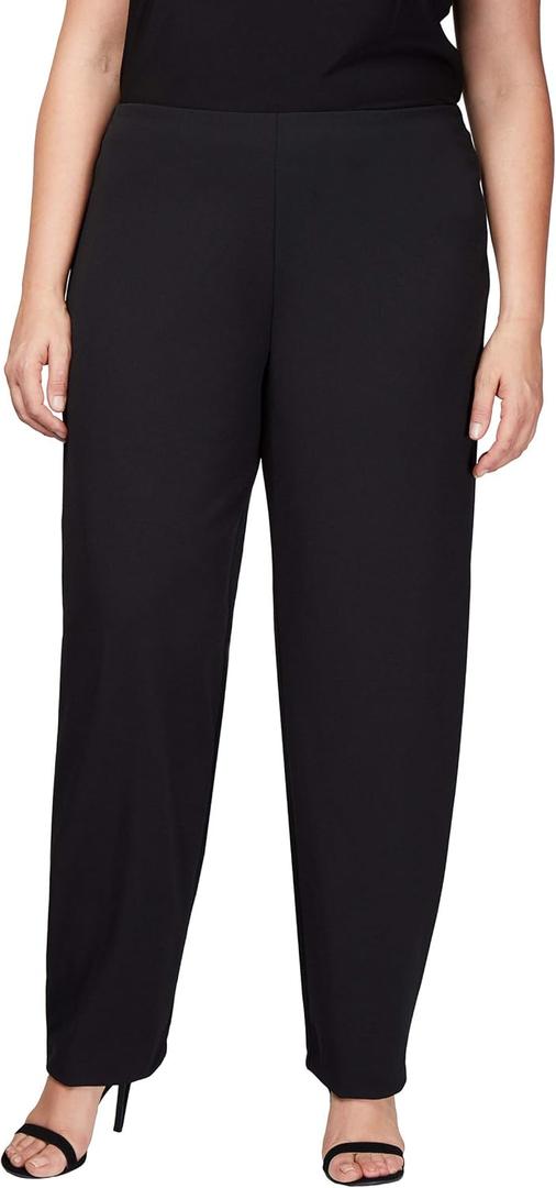 Alex Evenings Women's Slim Leg Dress Pant (Petite Regular, Black Plus Size, 2X