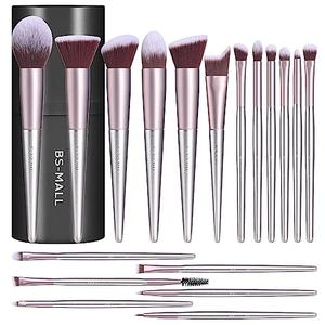 BS-MALL Makeup Brush Set 18 Pcs Premium Synthetic Foundation Powder Concealers Eye Shadows Blush Makeup Brushes with Black Case