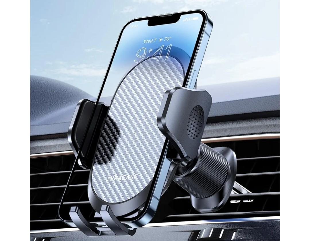 Miracase Phone Holders for Your Car with Metal Hook Clip, Air Vent Cell Phone Stand Car Mount, Universal Automobile Cradle for Garmin GPS Fit iPhone Android and All Smartphones, Dark Black