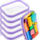 Sanwuta 6 Pcs Clear Hard Zipper Case Plastic Zipper Pouches Transparent Makeup Bag Pencil Case Pouches Toiletry Diaper Bag for Travel Toy Storage Organizer Bins(Purple,7.87 x 5.9 x 2 Inch)