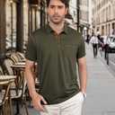 Men's Polo Shirts Short Sleeve Golf Polo T Shirt Lightweight Casual Button Down Shirts Summer Collared with Pocket (Green)