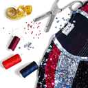 MECCANIXITY Elastic Sequins Trim 3 Row Flat 25 Yards 0.8" Dark Red
