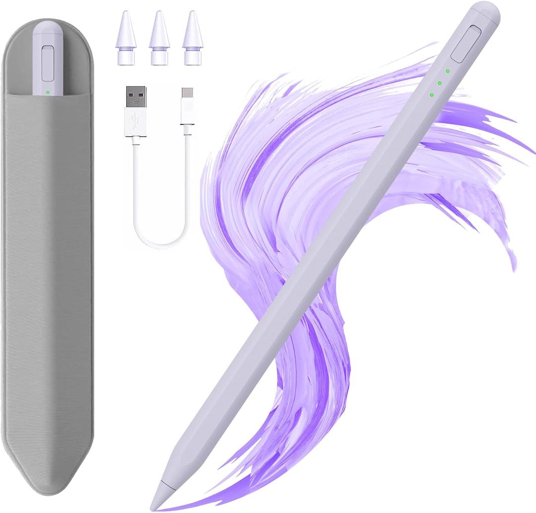 Stylus Pen for iPad11&10thGen,14Mins Faster Charge, with Pencil Holder,Palm Rejection, Tilt Sensitivity, for iPad Air11&13-inch(M3/M2), iPad Pro 11&13-inch (M4),iPad 6-11th,iPad Pro 11/12.9 inch (Light Purple)