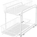 AIYAKA 2 Tier Stackable Sliding Basket Organizer Drawer For Kitchen And Bathroom/Cabinet Drawers,White
