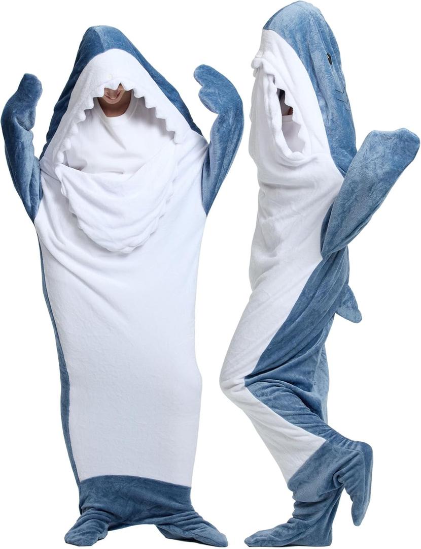 Shark Blanket Super Soft Flannel Wearable Shark Onesie Hoodie, Warm Cozy Sleeping Bag Animal Costume Pajamas (Medium)