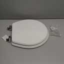 Mayfair Bennett Toilet Seat with Chrome Hinges, Slow Close Wood Seat, Secure Metal Hinges, Easy Install, Made in USA, Round, White