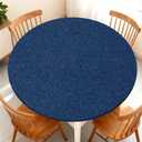 Round Fitted Tablecloth with Elastic Edge for Up to 45"-48" Round Table, Waterproof Tablecover for Camping, Indoor, Outdoor, Holiday, Summer, Blue