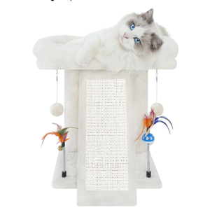 TWDEPART Cat Tree Cat Tower with Cat Scratching Post for Indoor Cats,Activity Centre Climbing Tree Cat Furniture with Playful Toy Balls,Beige
