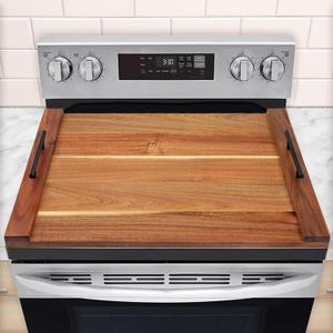 30"x22" Noodle Board Stove Cover for Electric & Gas Stoves, Acacia Wood Ranges Stovetop Cover for Extra Counter Space, Also Sink Cover & Serving Tray (Brown)