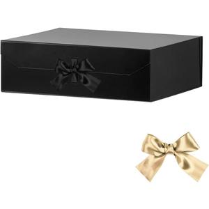 Extra Large Black Gift Box 19x16x6 Inches, Huge Gift Box with Ribbon Lid Magnetic Closure, Groomsman Proposal Box, Gift Boxes for Wedding Dress (Glossy Black) (19x16x6 Inch (Pack of 1))