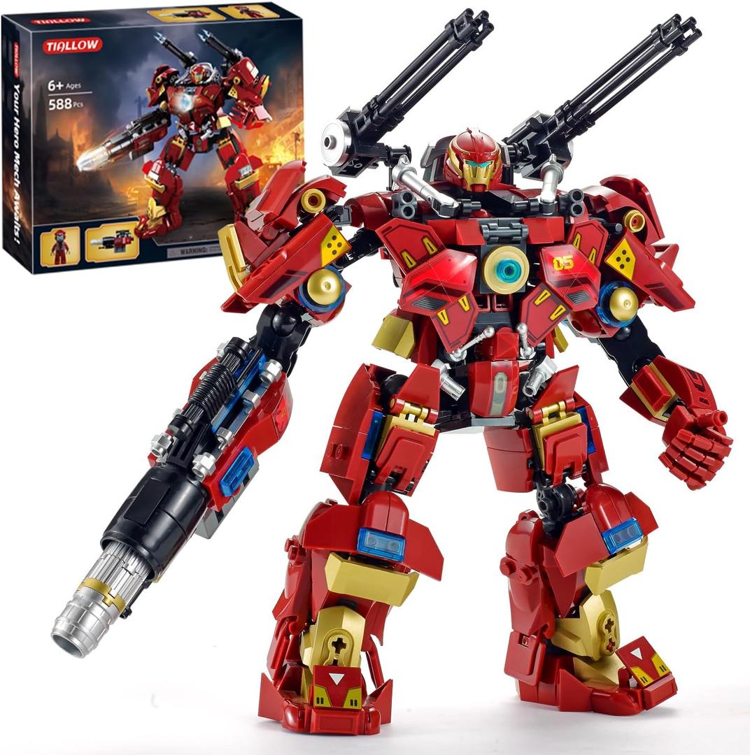 TIALLOW City Iron Warrior Mecha Building Sets,Mech Armor Building Blocks Model Kits,Robot Action Figure Toy Playset for Kids, for Boys and Adults Age 6 8 10 14