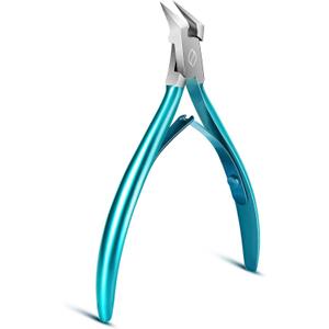 FERYES Toenail Clipper Straight Blade for Ingrown and Thick Nails - Stainless Steel and Sharp Pointed Tip Ingrown Nail Clipper  Wide Jaw Toe Nail Cutter Podiatry Tool Peacock Green (1 PCS Blue Straight Blade)