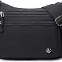 Crossbody Bags for Women Waterproof Nylon Shoulder Bag Roomy Multiple Pockets Messenger Purses Handbags (Black)