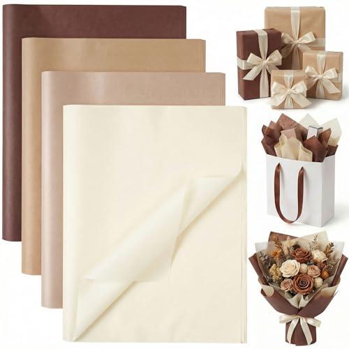 Koogel 112 Sheets Tissue Paper, 20x14 Inch Brown Gift Wrapping Tissue Paper Bulk for DIY Crafts Gift Bags Art Project