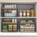 2 Set Stackable Wire Basket with Openable Top, Kitchen Counter, Pantry Organizer and Storage Produce Onion Potato Fruits Vegs Bread Food Snack Spice Organizing Bin for Cabinet Shelf Countertop Floor, 12"D x 9"W x 8.45"H