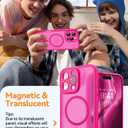 CANSHN Magnetic Compatible with iPhone 16 Pro Max Case, Upgraded [Full Camera Protection] [Compatible with Magsafe] [Translucent Matte] Shockproof Protective Phone Case Cover 6.9 Inch - Hot Pink