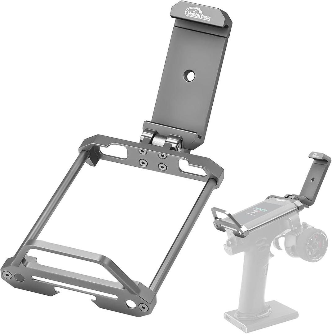 Hobby Fans Metal Protector Frame with Phone Holder Fit for Flysky FS-NB4 RC Car Transmitter Screen Protective Bracket Holder Remote Controller Upgrade Parts Accessories (Black)
