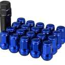 ACROPIX M12 x 1.25 Car Lug Nuts Cone Seat Closed End Bulge Acorn Hex Wheel Nut with Socket Key Blue - Pack of 20