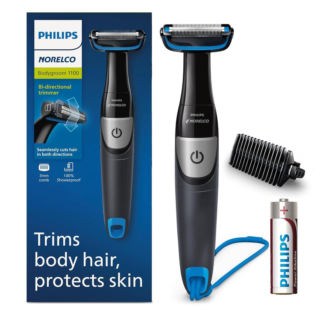 Philips Norelco Bodygroom Series 1100, BG1026/60, Showerproof Body Hair Trimmer and Groomer for Men