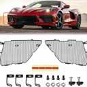2Pcs Black Upgraded Front Radiator Guards Grille,Body Bumper OEM Style Front Outer Grill Guard Car Grille Vents Insert Mesh Set for Corvette C8 Stingray Z51 Convertible/HTC 2020-2024
