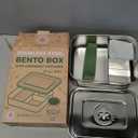 Modaniam Stainless Steel Lunch Box Containers, 27 OZ, Stainless Steel Bento Box, Metal Lunch Box, Sandwich & Snack Containers, Leak Proof SIlicone Lids, Korean Style,Small Vanilla