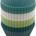 24 Pack Silicone Baking Cups Reusable Muffin Liners Non-Stick Cup Cake Molds Set Cupcake Silicone Liner Standard Size Silicone Cupcake Holder Silicon Cups for Baking Bpa Free (4 Colors) (Morandi)