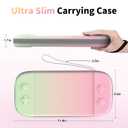 LXFEIFANTECH Slim Carrying Case Compatible with Nintendo Switch 2 2025, Hard Shell Travel Case with 12 Game Card Slots & Screen Protector Mat , Portable Hard Shell Storage Bag, Pink & Green