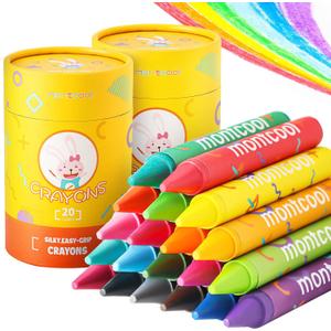 2 Pack Jumbo Crayons (40 Pieces, 20 Colors), Washable Non Toxic Easy to Hold Large Crayons