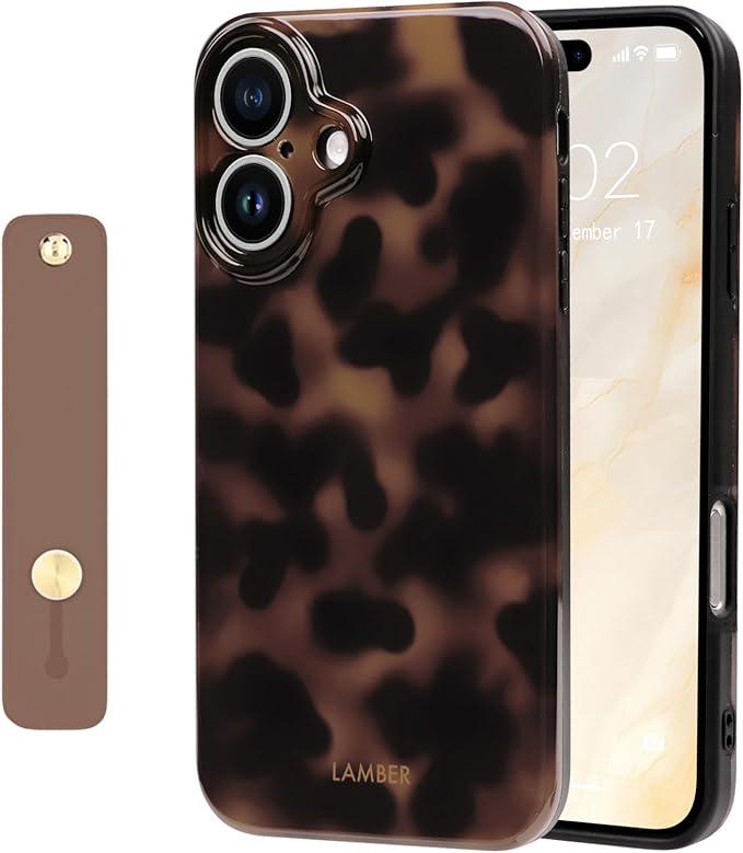 NITITOP Compatible with iPhone 16 Plus Case Magnetic Compatible with MagSafe Cute Amber Leopard Aesthetic Tortoise Design for Women Men Girls Soft TPU Shockproof Protective Cover  Brown2