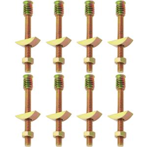 8 Sets Half Moon Bed Fitting Kit 4 in1 Washer Bolts Furniture Threaded Rod Fittings M8 Nuts Bolts Sets Bed Assembly Insert Fasteners for Beds Chairs HeadBoards