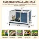 RUNSHED Two Floors Wooden Indoor Bunny Hutch Rabbit Cage on Wheels Guinea Pig PET House for Small to Medium Animals Waterproof No Leak Tray