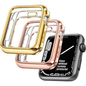 top4cus 2 Pack 44mm Cover Environmental Soft Flexible TPU Anti-Scratch Lightweight Protective Iwatch Case Compatible with Apple Watch Series 10/9/8/7/6/SE/5/4/3/2/1 (44mm,Gold+Rose Gold)