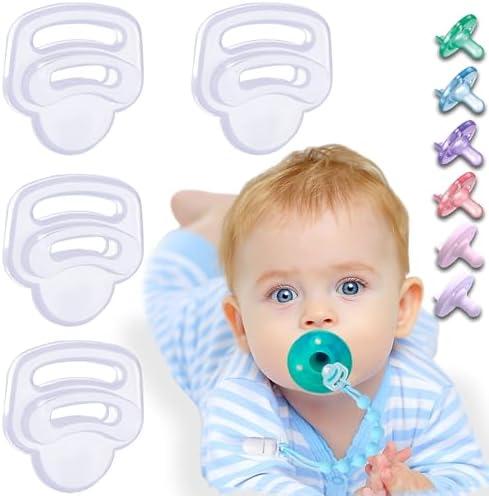 4 Pack Silicone Pacifier Clip Adapter Ring for Philips Avent Soothies, 100% Food-Grade Silicone Binky Clips Holder Adapter Rings Competible with Soothie,BPA-Free Soft Flexible Safe Durable,Transparent