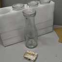 Set Of 4 Glass Carafes & Pitchers For Mimosa Bar Supplies, 1 Liter Beverage Glass Carafe With Lids For Wine,Brunch,Champagne,Lemonade,Milk,Iced Tea,Juice Pitcher & Container, Water Carafe With Lid