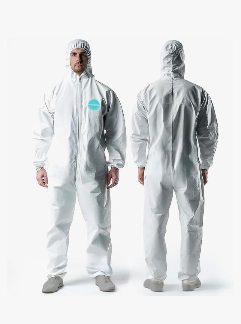 10 Pack Hazmat Suits, Heavy Duty Full Body Disposable Paint Suits, Coveralls with Hood, Elastic Wrists, 2XL