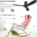 52 Flush Mount Ceiling Fans No Lights and Remote/APP Control, 6 Speed DC Motor, Low Profile Ceiling Fan Without Light for Bedroom, Hallway,Indoor/Outdoor(Matte Black)