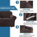 H.VERSAILTEX Real Velvet Plush 3 Piece Stretch Sofa Covers Couch Covers for 2 Cushion Couch Sofa Slipcovers Width Up to 90 Inch Feature Thick Soft Stay in Place (Large Sofa, Brown)