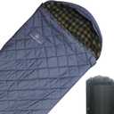 Mountainlodge 100% Cotton Shell and Lining Sleeping Bag for Adult Cold Weather with Compression Bag&Carry Bag for Camping,Travel and Car Camping