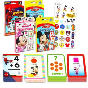 Disney Flash Cards for Toddlers 2-4 - Bundle of 4 Early Learning Decks: Colors, Shapes, Numbers and More Featuring Mickey, Minnie, and Spiderman