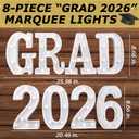 Graduation Decorations 2025 - 8 Light Up LED Marquee Letters "GRAD 2025" - Class of 2025 Ornaments Sign for Kindergarten Middle School Centerpiece Party Decorations