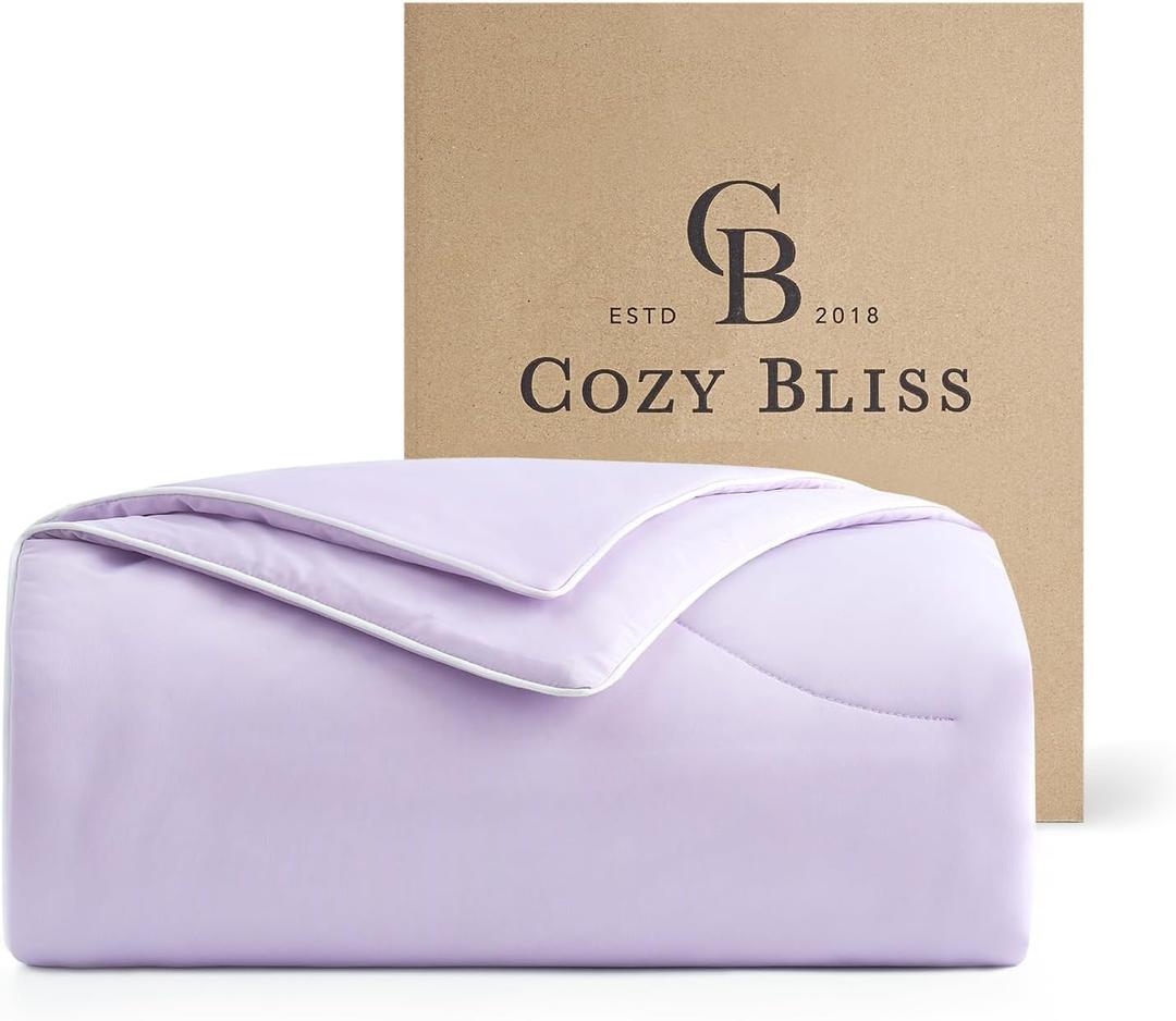 Cozy Bliss Cooling Comforter Queen Size Dual-Sided, Ultra-Soft Cooling Blankets for Hot Sleepers and Night Sweats, Breathable Lightweight Silky Smooth, Lavender Purple (Full/Queen(90"*90"))