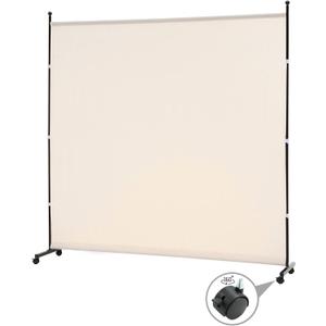 6FT Single Panel room divider with Wheels,Rolling Fabric room dividers for Partition privacy screens,Freesting Wall Divider for Home Office,Hospital,(Beige)