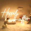 Happily Ever After Neon Sign Large, 38.4 Inch Neon Light Sign Art Decorative with Dimmer for Engagement,Birthday,Wedding,gift for girl,Home Wall Decor,Living room Decor, 5 inches by 2 inches